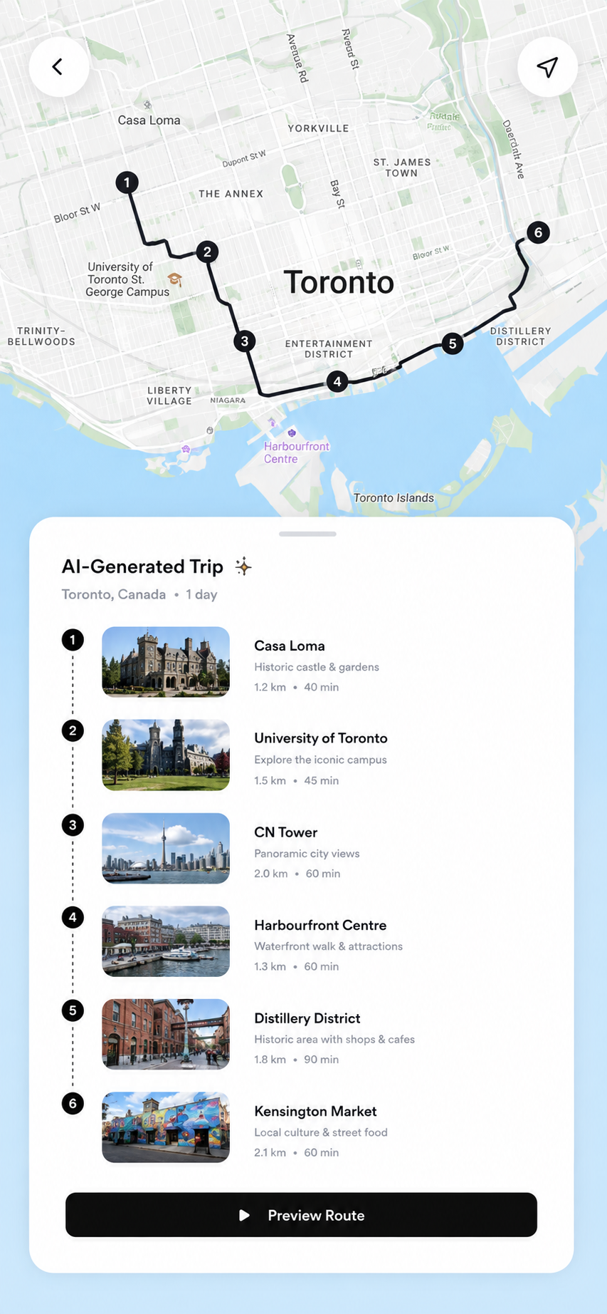 Travel app detail screen